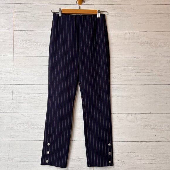 Rag and Bone Pants Womens Size 4 Navy Stripe Simone Snap Pant High Rise Career - Picture 1 of 16